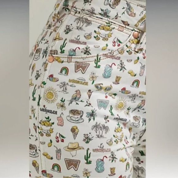 Wrangler High Rise Kick Flare Jeans Wrock 672 Lemons Retro Cowgirl Plus Size 35 - Picture 7 of 10